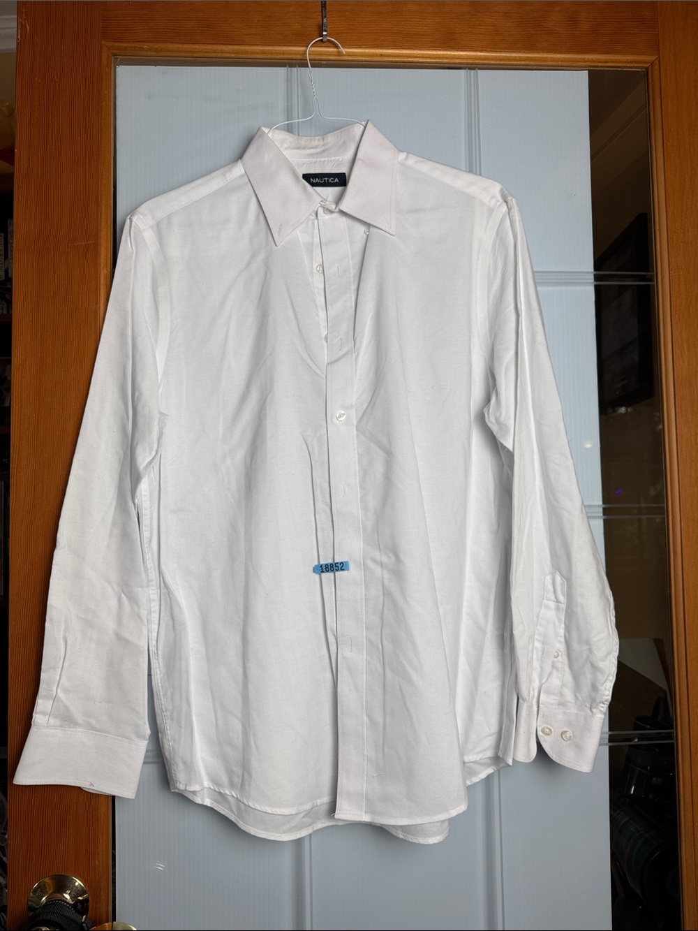 Nautica Men's White Long-Sleeve Dress Shirt